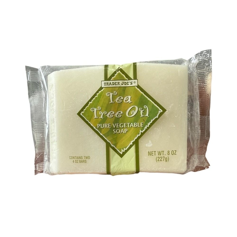 8oz Trader Joe's Tea Tree Oil Pure Vegetable Soap (2x 4oz‎ Bars) NEW HTF NOS